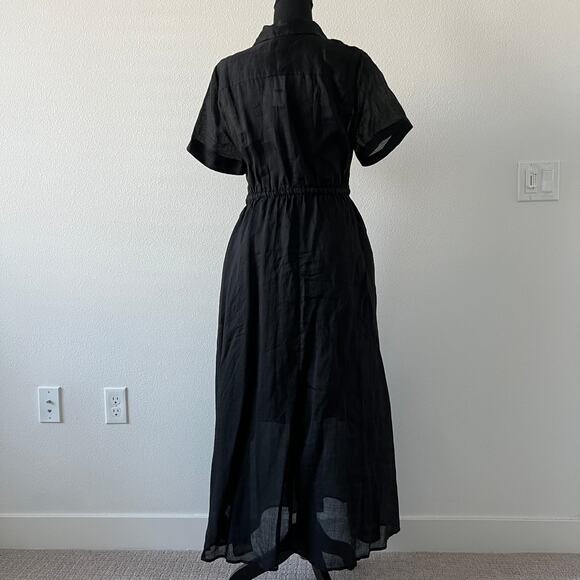 J Crew Cerise Shirt Dress In Ramie Size 8 Black - Picture 3 of 10